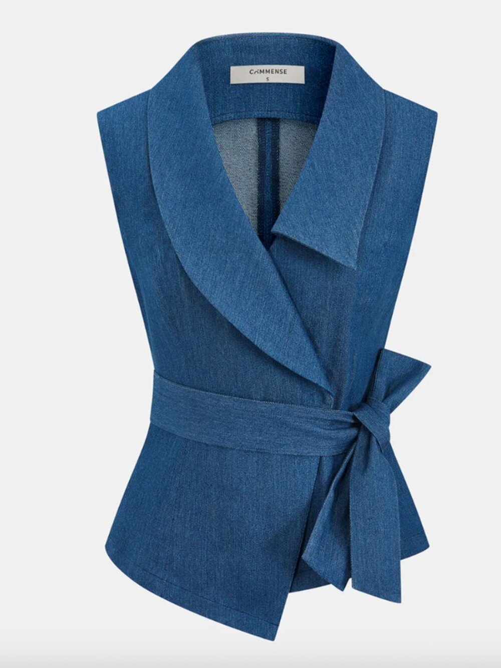 Commense Navy Wrap Sleeveless Tunic with Tie Waist
